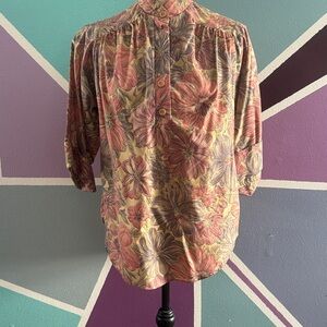 Vintage Floral Button-Up Blouse